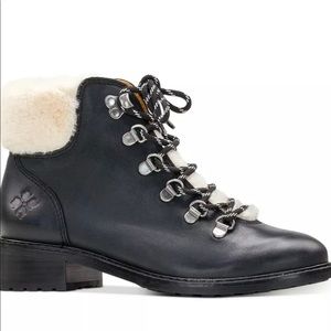 COPY - Patricia Nash Lace-Up Leather Boot with Faux Fur Trim - Luigi Black SZ 8